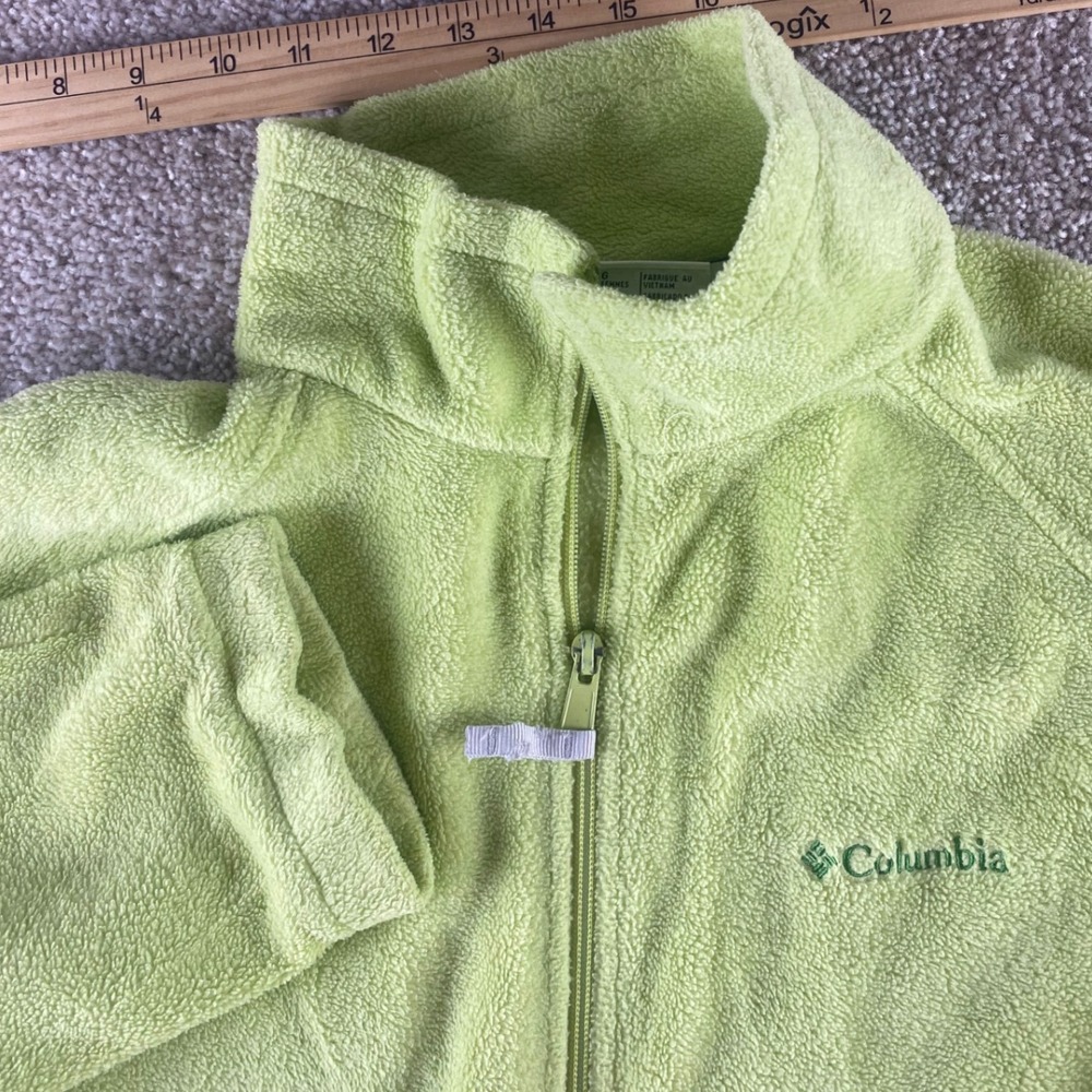 Columbia Womens L Relaxed Full Zip Fleece Jacket Lime Green Unique Warm WL6114